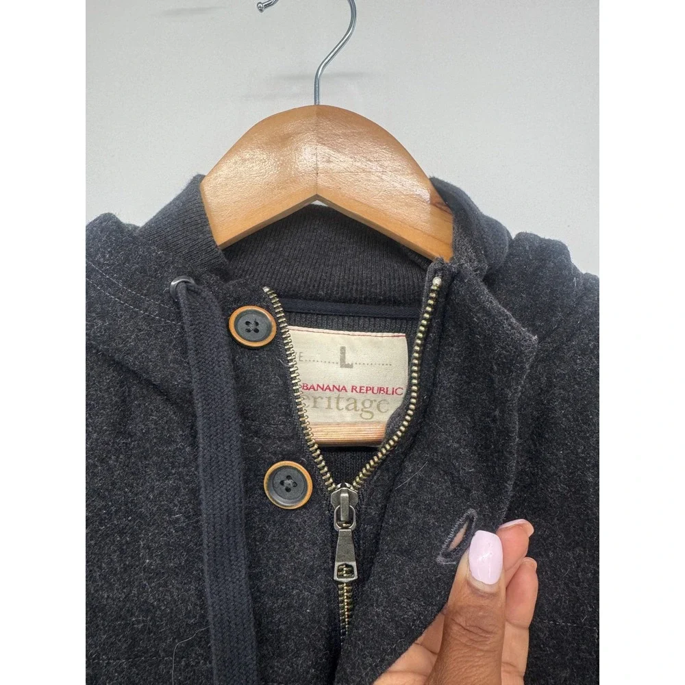 Banana Republic Heritage Utility Jacket Mens L Wool Hybrid Hooded Gorpcore